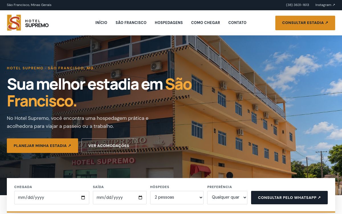 Captura do site Hotel Supremo